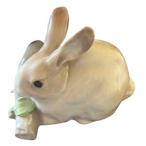 Vintage Lladro Porcelain Bunny Rabbit Figurine White Beige Spring Decor
